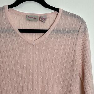VTG Crystal Kobe Cable Knit Pink Sweater Womens M Long Sleeve Lightweight Top